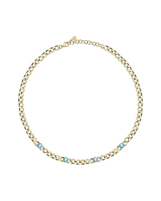 Collier Collier en Acier Jaune et Cristal Bleu Morellato en coloris Metallic