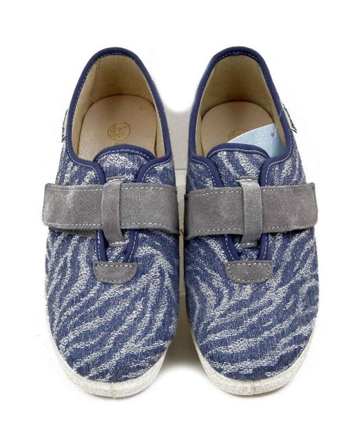 Chaussons Chaussures, Sneakers, Tissu -2222J Emanuela en coloris Blue