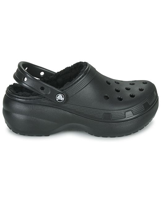CROCSTM Black Clogs classic platform lined clog w