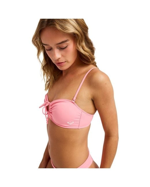 Maillots de bain Solid Essentials Bandeau Roxy en coloris Pink