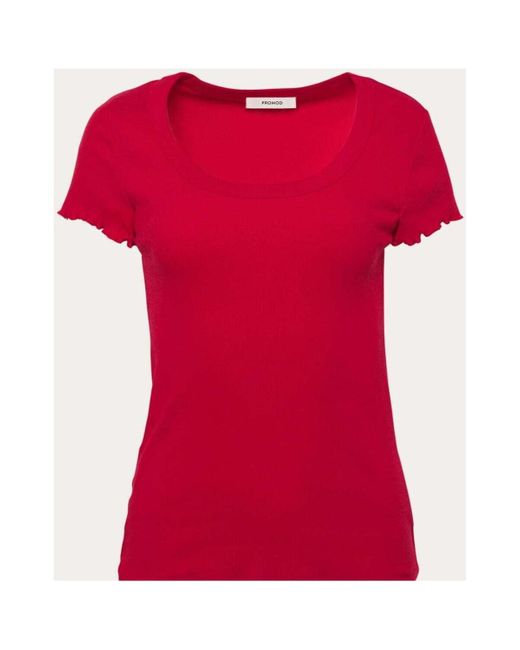 Blouses T-shirt en jersey côtelé Promod en coloris Red