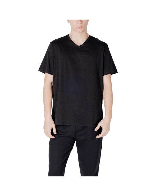 Polo SS SMOOTH CTTN SOLID VNECK TEE LV040HM298 Calvin Klein pour homme en coloris Black