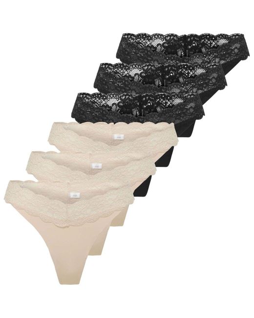 Strings String Paquet de 6 ONLCHLOE LACE THONG 6P ONLY en coloris Multicolor