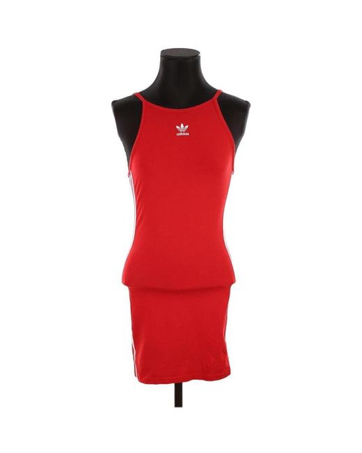 Robe courte Robe en coton Adidas en coloris Red