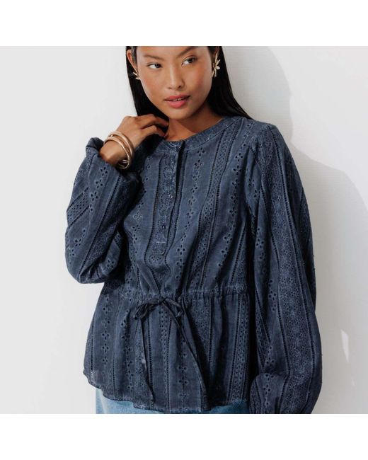 Tunique Blouse en broderie anglaise Promod en coloris Blue