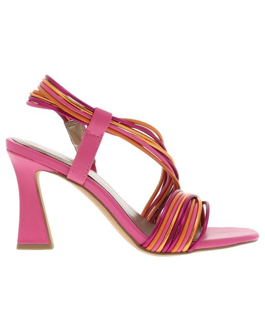 Sandales Nu-pieds talon décroché haut Marco Tozzi en coloris Pink