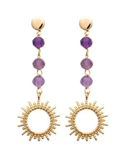 Boucles oreilles Boucles d'oreilles soleil et améthyste Brillaxis en coloris Metallic