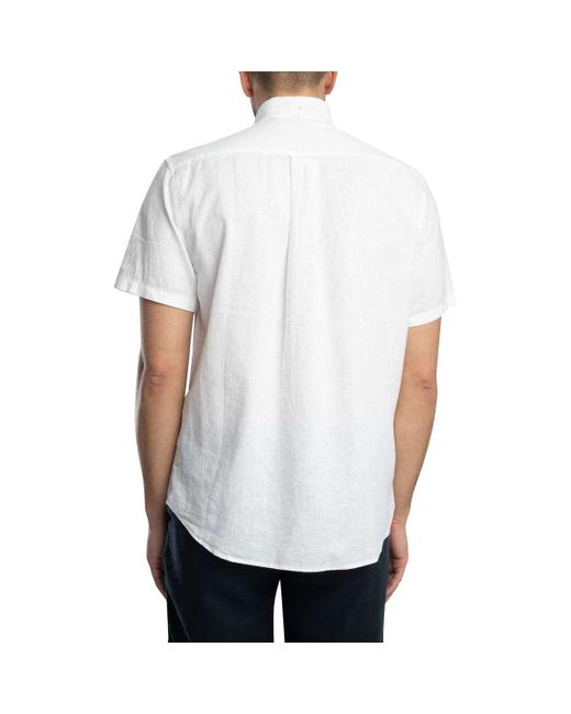 Chemise Chemise à manches courtes en coton et lin régulier Gant pour homme en coloris White