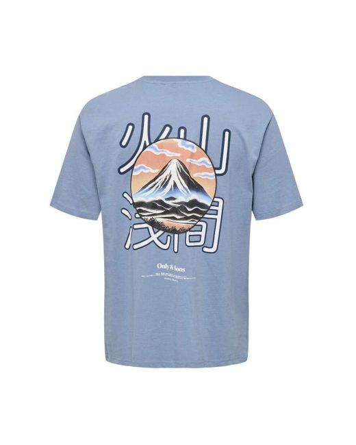 T-shirt 176992VTPE25 Only & Sons pour homme en coloris Blue