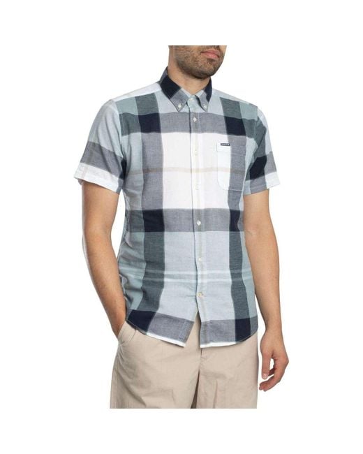 Barbour Overhemd Korte Mouw Douglas Getailleerd Overhemd Met Korte Mouwen in het Blue voor heren