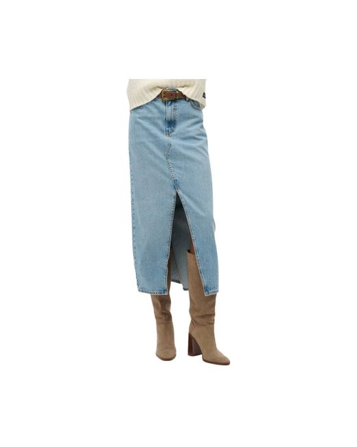 Jupes Jupe en jean longue fendue Superdry en coloris Blue