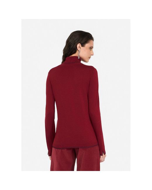 Pull Pull à col roulé avec détails en Lurex® Liu Jo en coloris Red