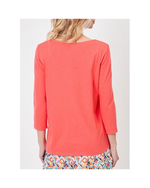 T-shirt T-shirt uni coton flammé bio uni manches 3/4 BIANCA La Fiancee Du Mekong en coloris Red