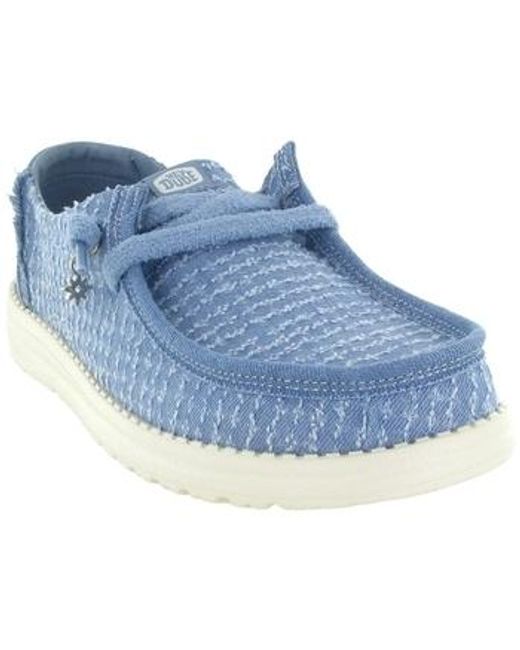 Mocassins WENDY FRAYED CANVAS 45203 HeyDude en coloris Blue