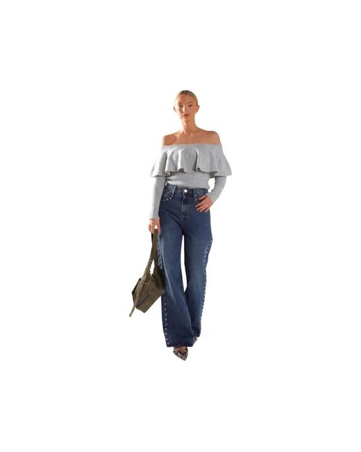 Pull Pull glamour gris à col large Glamorous en coloris Gray