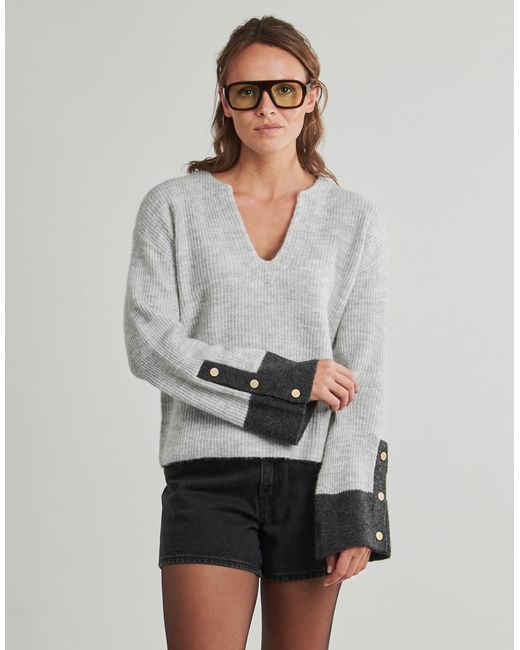 Vila Gray Pullover Vialva V-Neck