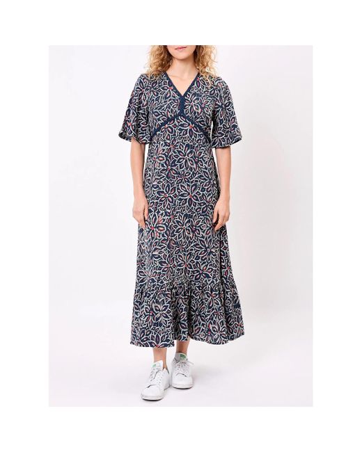 Robe Robe longue évasée gaze de coton bio PEARL La Fiancee Du Mekong en coloris Blue