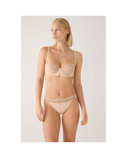 Culottes & Slips String Dentelle Nude Ysabel Mora en coloris Brown