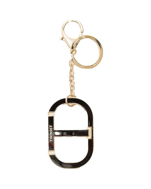 Porte clé Portachiavi In Metallo Con Oval T E Moschettone Twinset en coloris Metallic