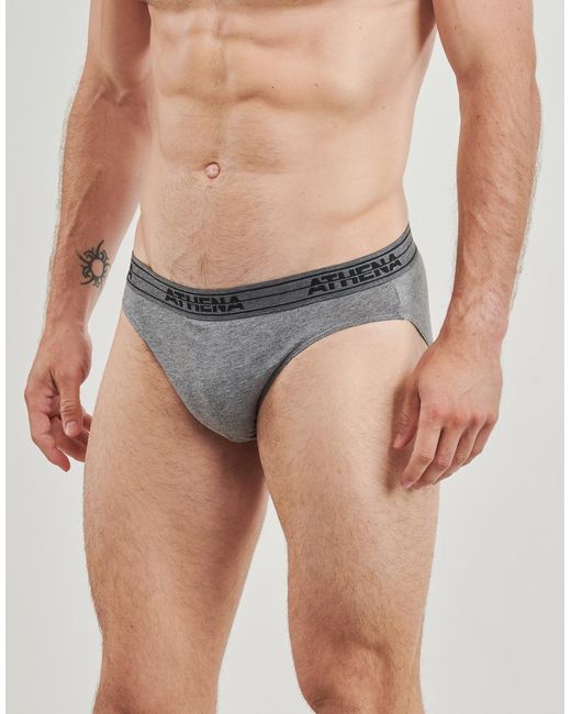 Athena Slips Basic Coton Pack De 4 in het Gray voor heren