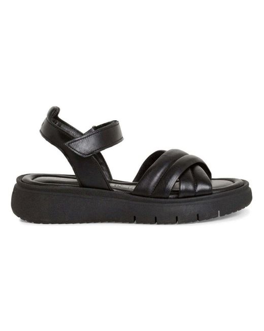 Sandales black leather casual open sandals Tamaris