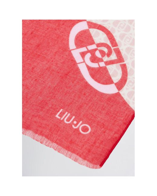 Echarpe Étole rouge à color block Liu Jo en coloris Pink