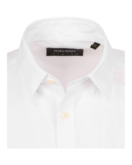 Lyle & Scott Overhemd Lange Mouw Short Sleeves Overhemd Poplin in het White voor heren