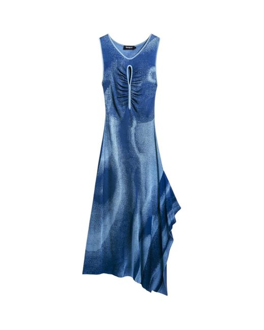 Desigual Lange Jurk Vest_Tallin 25Swvf10 in het Blue