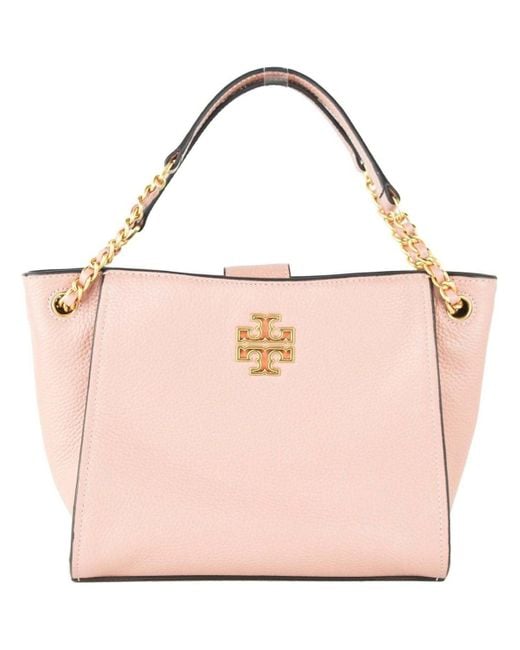 Tory Burch Britten Mini Pebbled Leather Crossbody Tote Handbag One