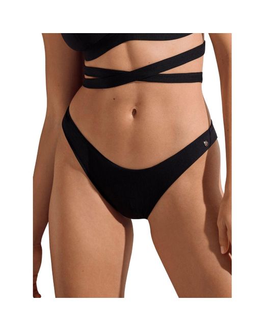 Maillots de bain Bas maillot slip de bain échancré taille basse Normandie Lisca en coloris Black