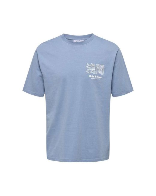T-shirt 176992VTPE25 Only & Sons pour homme en coloris Blue
