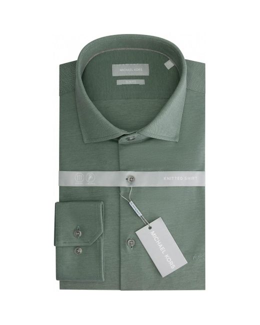 MICHAEL Michael Kors Overhemd Lange Mouw Chemise En Piqué Slim Solid in het Green voor heren