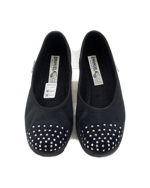 Chaussons Chaussures, Ballerine, Textile Velour-2024 Emanuela en coloris Black