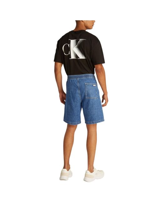 Short PULL ON RELAXED DENIM J30J327517 Calvin Klein pour homme en coloris Blue