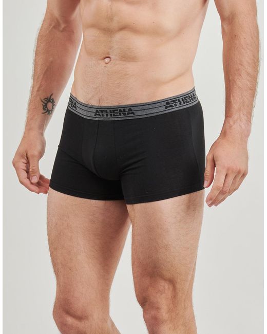 Athena Boxers Basic Coton Pack De 4 in het Black voor heren