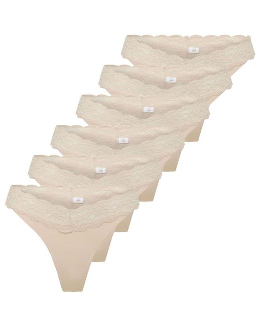 Strings String Paquet de 6 ONLCHLOE LACE THONG 6P ONLY en coloris Natural