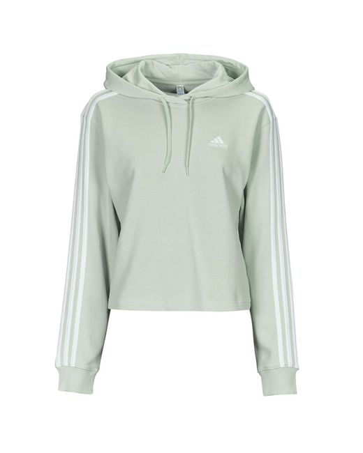 Adidas Green Sweatshirt Essentials 3-Stripes French Terry Crop Hoodie