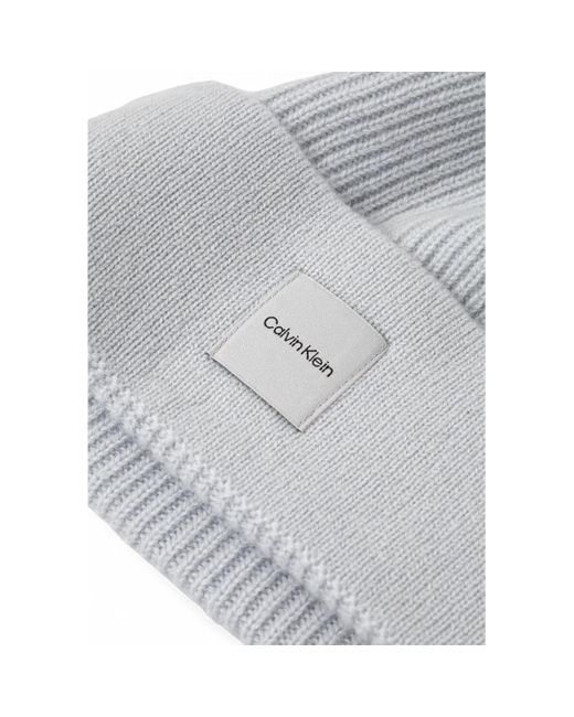 Bonnet CASHMERE CHUNKY OPEN RIB BEANIE K60K612584 Calvin Klein en coloris White