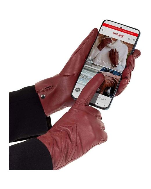 Gants Cuir Collection Isotoner en coloris Red