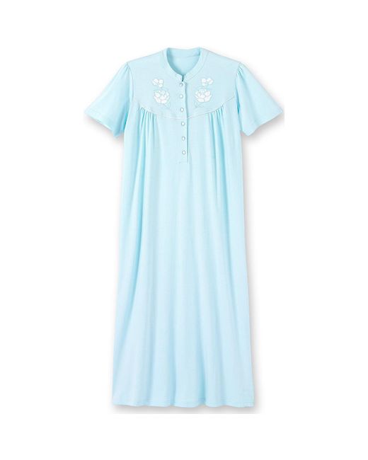 Pyjamas / Chemises de nuit by Daxon - Chemise de nuit longue à manches courtes Lingerelle en coloris Blue