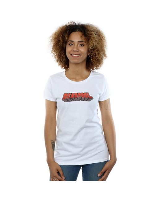T-shirt Deadpool Text Logo Marvel en coloris White