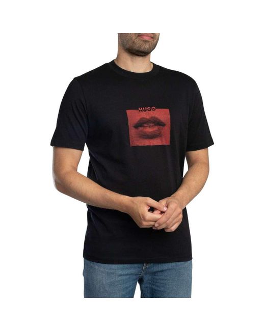 Boss T-Shirt Korte Mouw Deterni Lips Grafisch T-Shirt in het Black voor heren