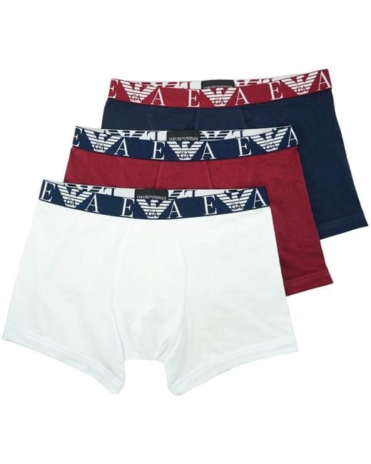 Caleçons Boxer 3 Pack Shorts Knit Emporio Armani pour homme en coloris Blue