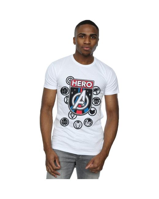 T-shirt Hero Badge Marvel pour homme en coloris White