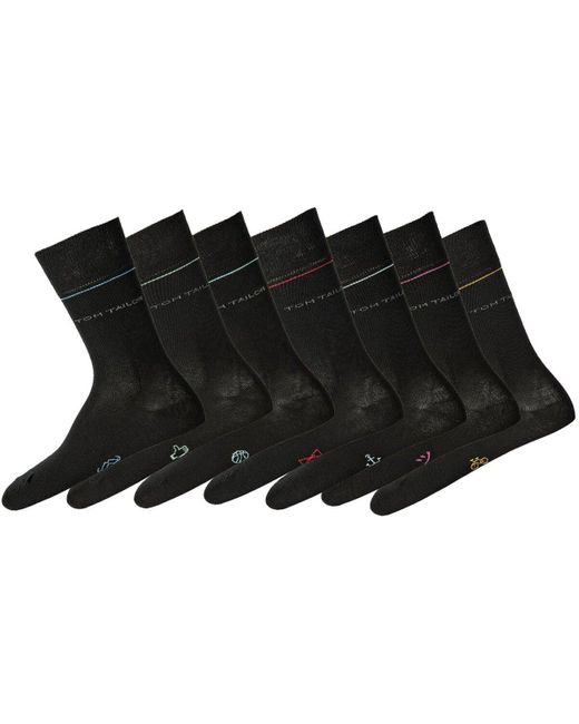 Chaussettes unisexe Chaussettes Paquet de 7 Tom Tailor pour homme en coloris Black