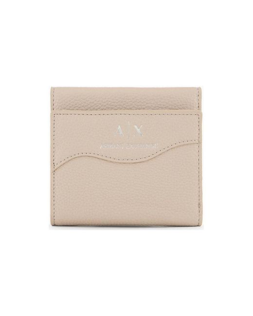Portefeuille Mini porte-cartes AXE avec coutures façonnées EAX en coloris Natural