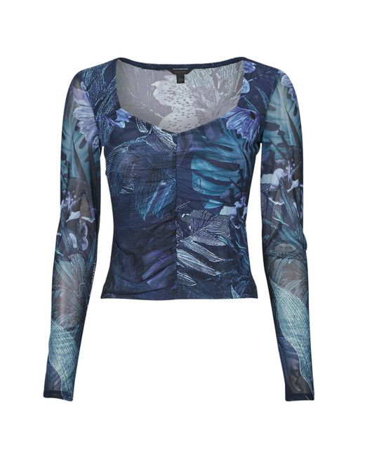 Guess Blue Blusen Shirred Reyla Mesh