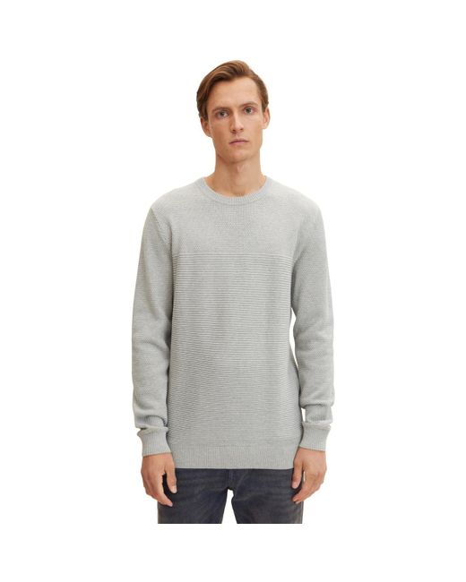 Pull Strickpullover Pullover R-Neck Tom Tailor pour homme en coloris Gray