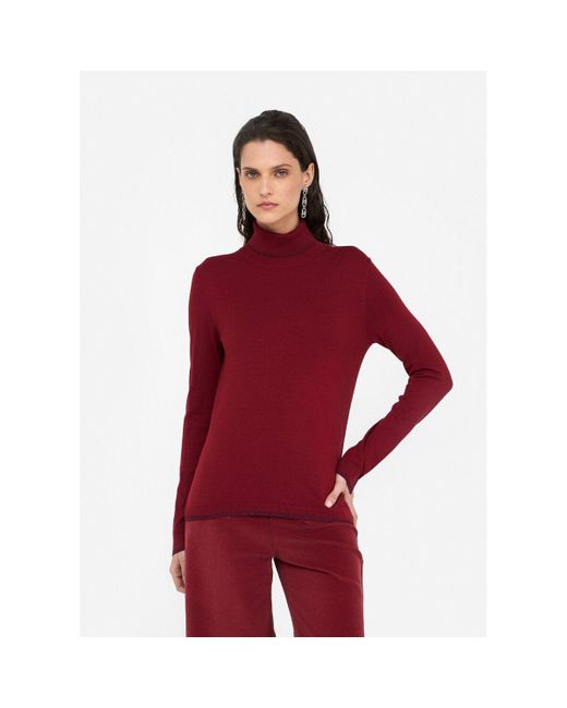 Pull Pull à col roulé avec détails en Lurex® Liu Jo en coloris Red