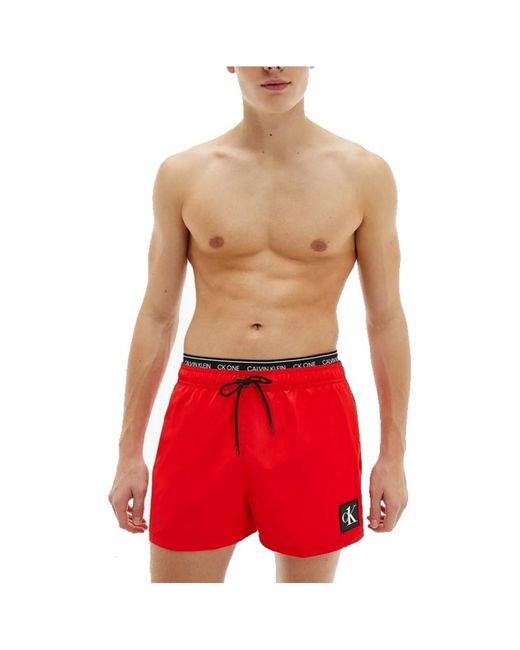 Km0km00568 Maillots De Bain Calvin Klein Pour Homme En Coloris Rouge Lyst